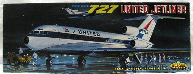 Aurora 1/96 Boeing 727-22 United Jetliner, 353-198 plastic model kit